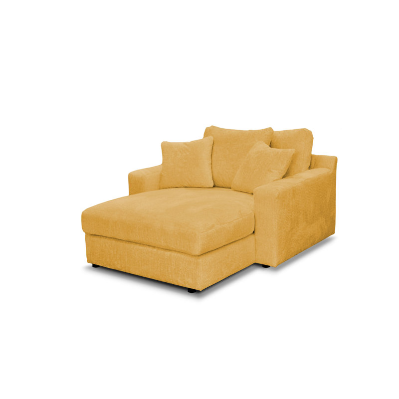 Caegan Upholstered Chaise Lounge, Gold Boucle