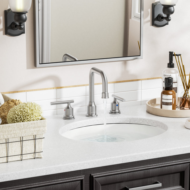 2-handle Bathroom Faucet with Drain Assembly, Brushed Nickel