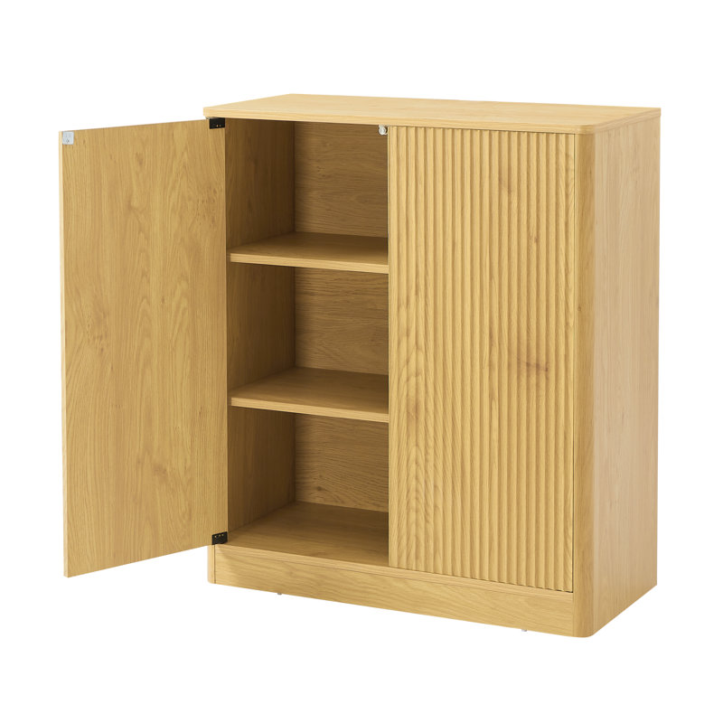 34.3" Modern Wavy Sideboard, Natural