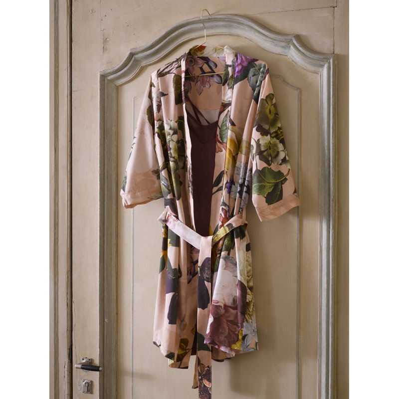Fleur Kimono Sateen Female Mid-Calf Bathrobe, XL