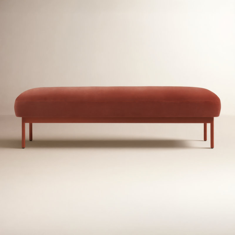 Puff Puff Upholstered Bench, Tomato Velvet