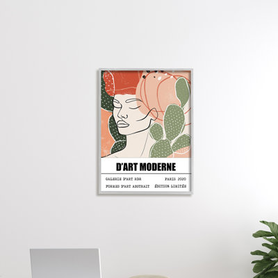 Abstraction parisienne moderne visage de femme vert cactus