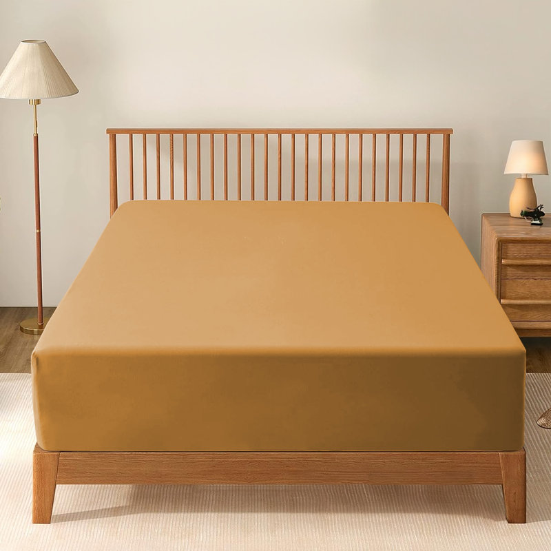 Kadie-Lea Super Soft Extra Deep Microfiber Brushed Fitted Sheet, Kingsize (5'), Ochre