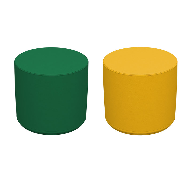 SoftScape Round Ottoman, Green/Yellow