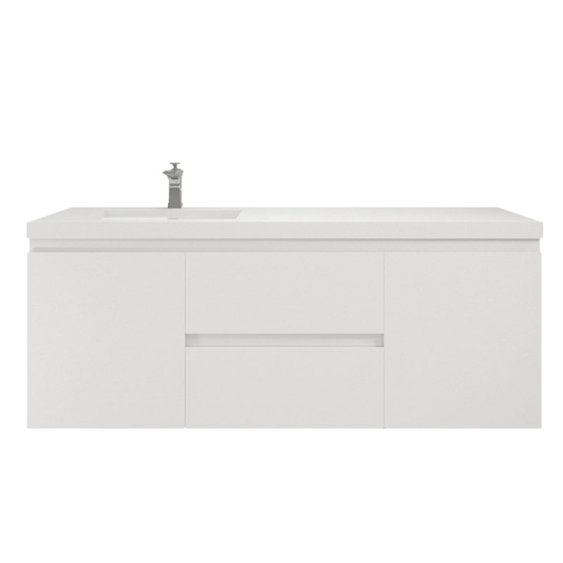 Single Bathroom Vanity with Acrylic Top, Hight Gloss White