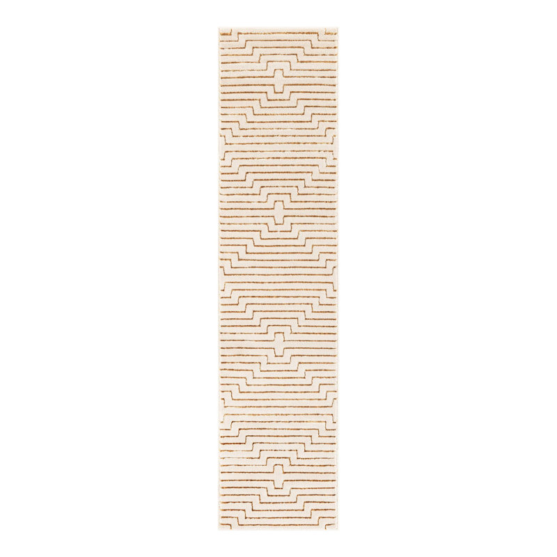Latitude Run® Mirage Nikica Rug White and Gold, Runner 2' x 8'