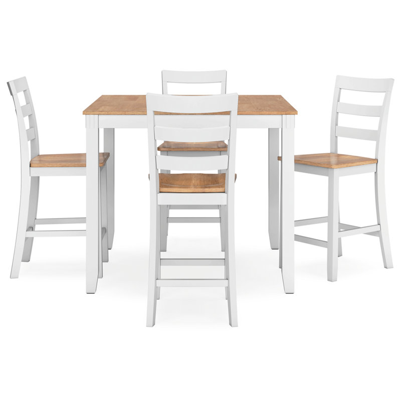 Malkin Counter Height Dining Table And 4 Barstools, Set Of 5, White