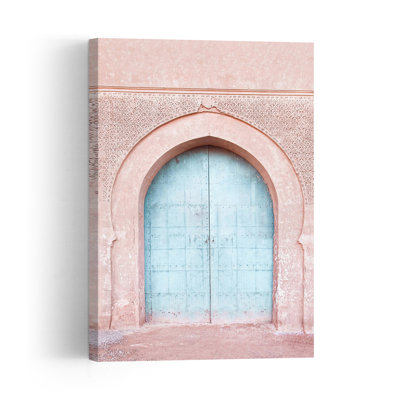 Turquoise Door Abstract Contemporary Architecture City Wall Art Print 1 Piece Wrapped Canvas Wall Art