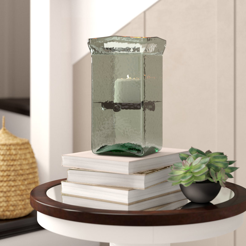  Élégante petite bougie ouragan en verre, décor décoratif H 11 po, H 11 po x l 6 po x P 6 po