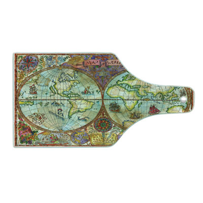 Ambesonne Watercolor Tempered Glass Cutting Board Vintage World Map Multicolor