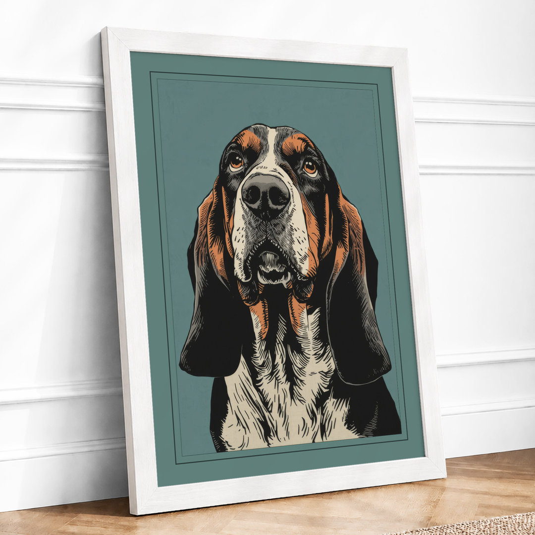 Dignified Basset Hound Modern - Framed Print