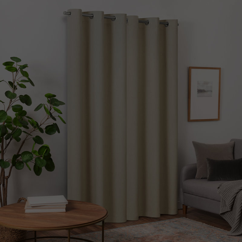 Eclipse Blackout Curtains, Pembroke Faux Linen Grommet Window Curtains, 54 in long x 42 in wide, Thermal Insulated and Noise Reducing Curtains for Living Room, Bedroom or Media Room, 2 Curtain Panels, Linen