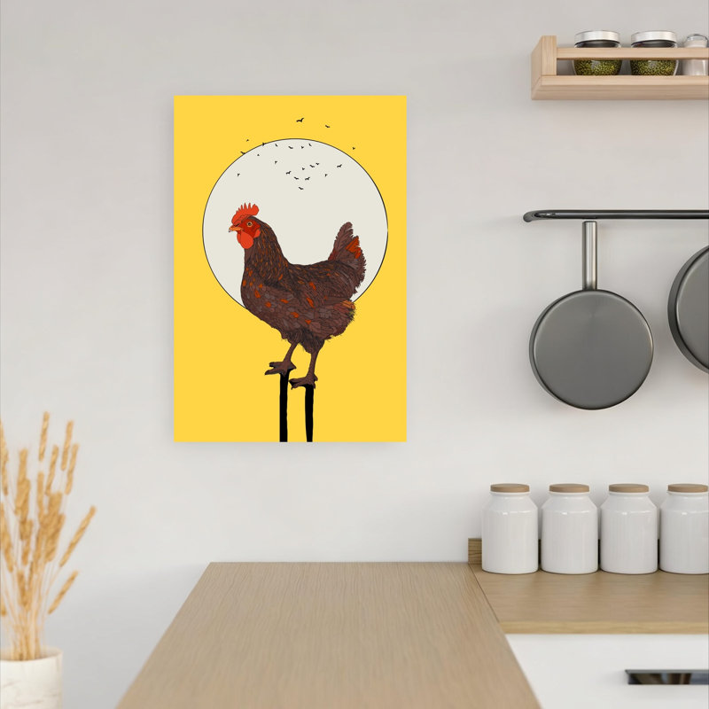 Golden Hour Hen Modern Rustic Abstract Bird Landscape Nature Wall Art Print 1 Piece Wrapped Canvas Wall Art
