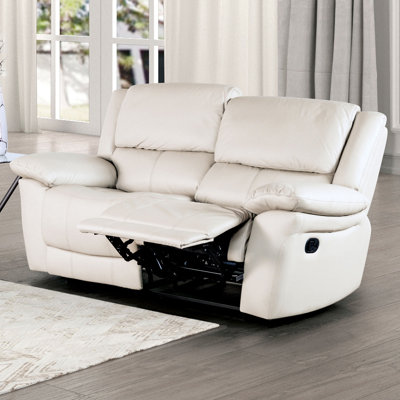 60.4" W Transitional Loveseat, Off-White