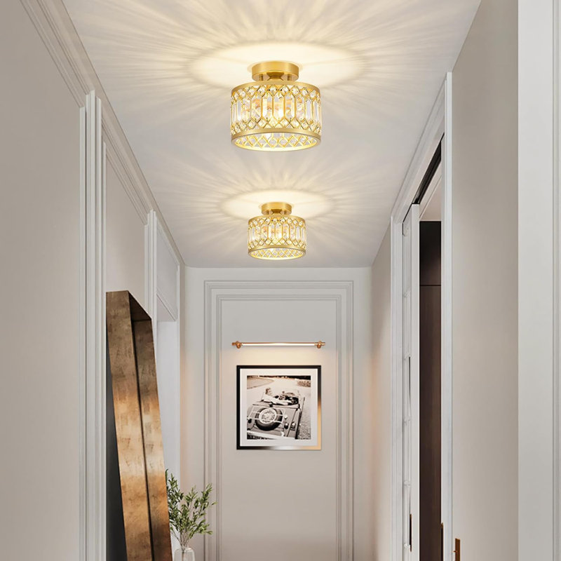 Plafonnier semi-encastré Modern Crystal, Doré