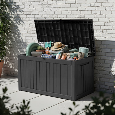 Boîte de rangement verrouillable en résine résistante à l'eau 57,92 "l 230 gallons (noir)