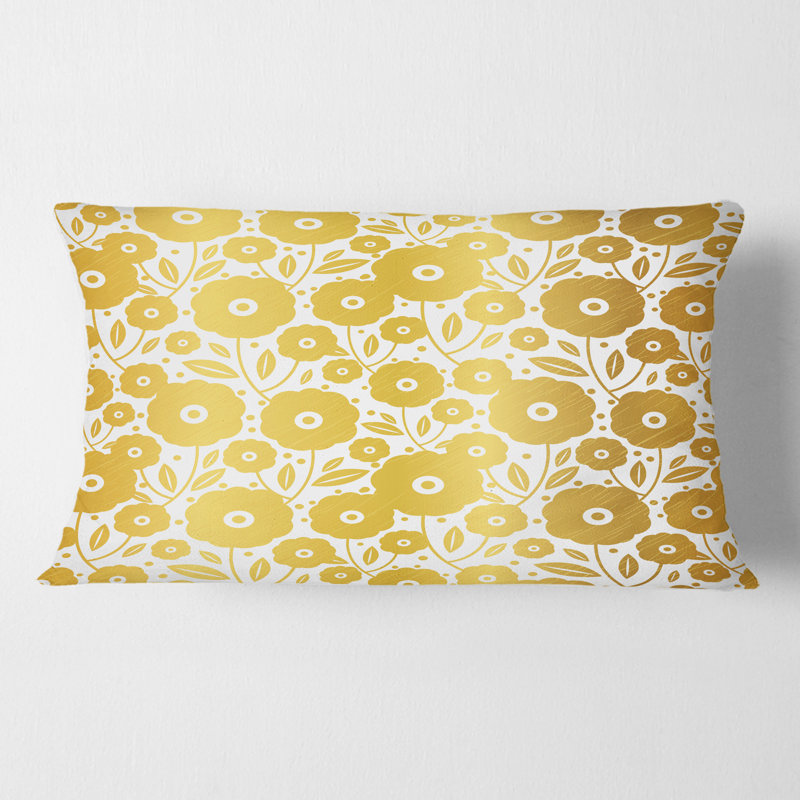 Coussin Golden Floral I - Mid-Century Modern