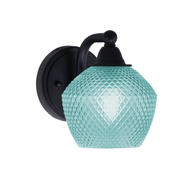 Applique murale en verre turquoise mat 6 po Allexus, Noir mat, Sarcelle