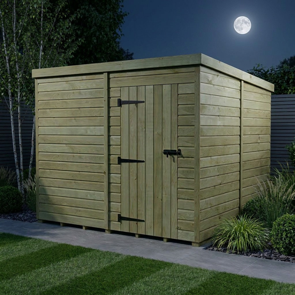 Total Sheds 7ft x 8ft Pent Garden Shed - Single Door - No Windows - Pressure Treated Timber - UK Manufactured