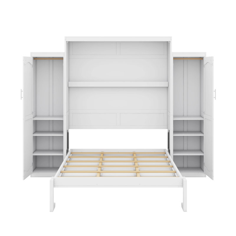 Lit escamotable avec garde-robe et tablette de rangement, Lit double