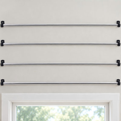 Black-4 swivel-end sash curtain rod adjusts from 16" to 39.5" for top and bottom doors and sidelights, using screws as a petite cafe sidelight window rod.
