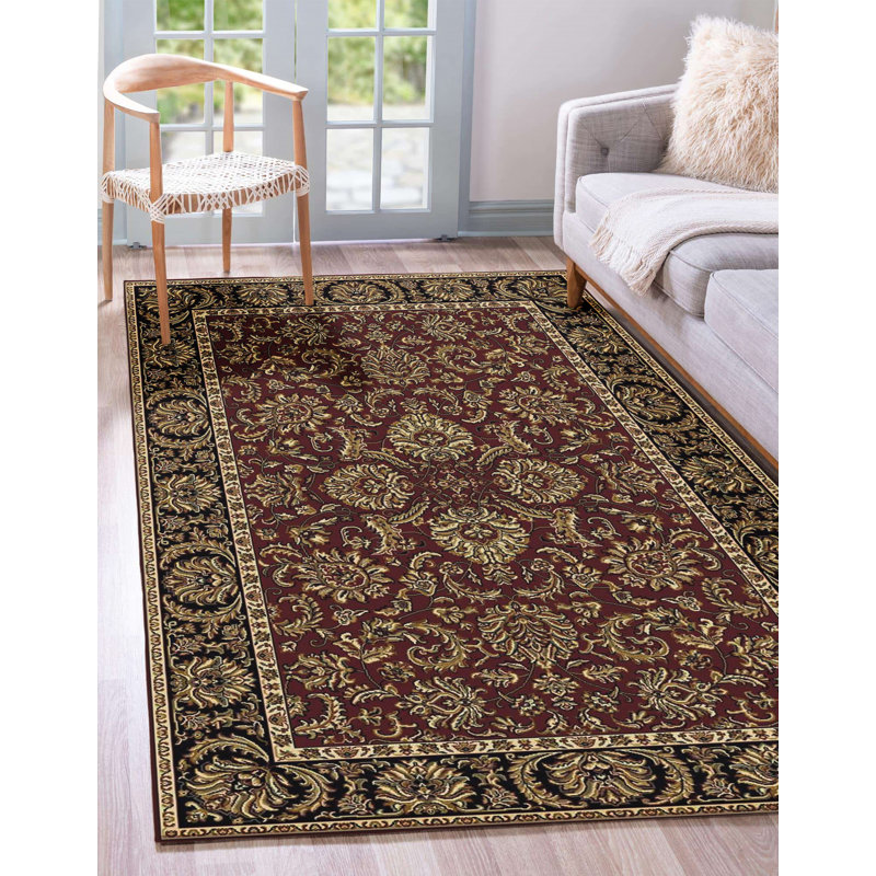 Traditional Persian-style burgundy red area rug, Rectangle 9'10" x 12'10"