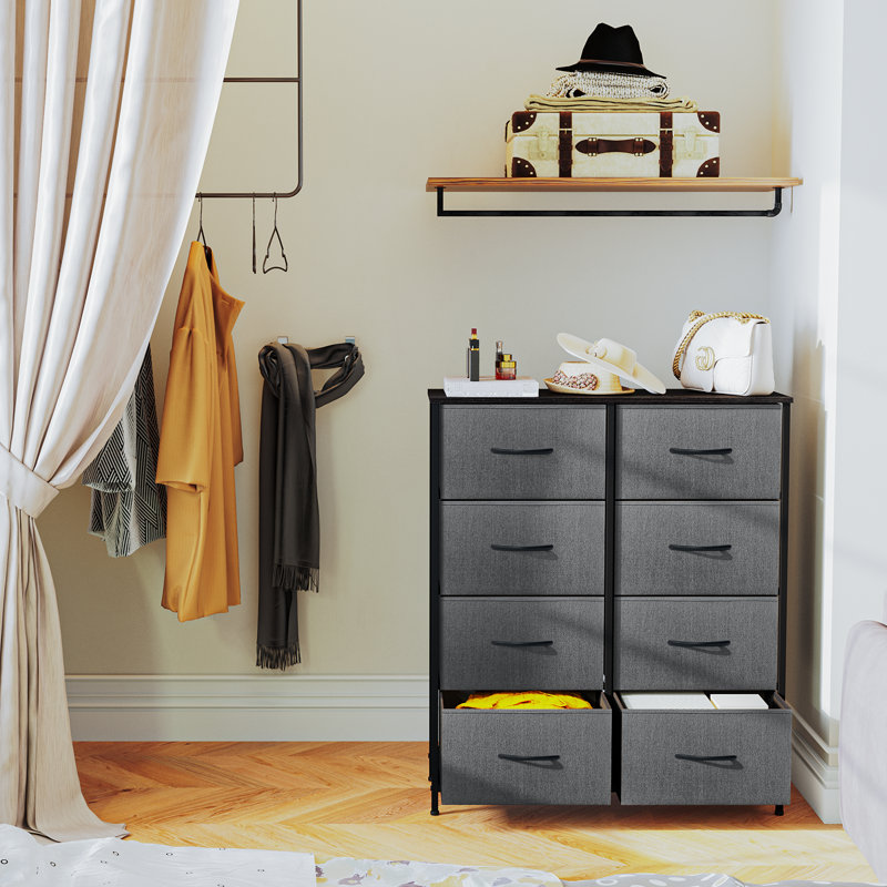 Teagann 8 Drawer Storage Drawer, Gray/Black