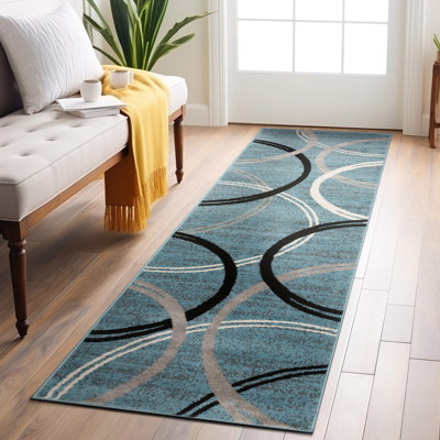 Tolchester Abstract Blue/Gray/Black Area Rug