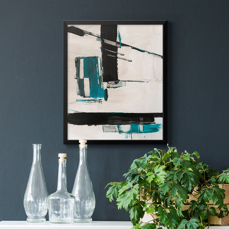 Toile encadrée de qualité supérieure avec géométrie Notes II - prête à être accrochée, Noir, H 24 po x l 20 po