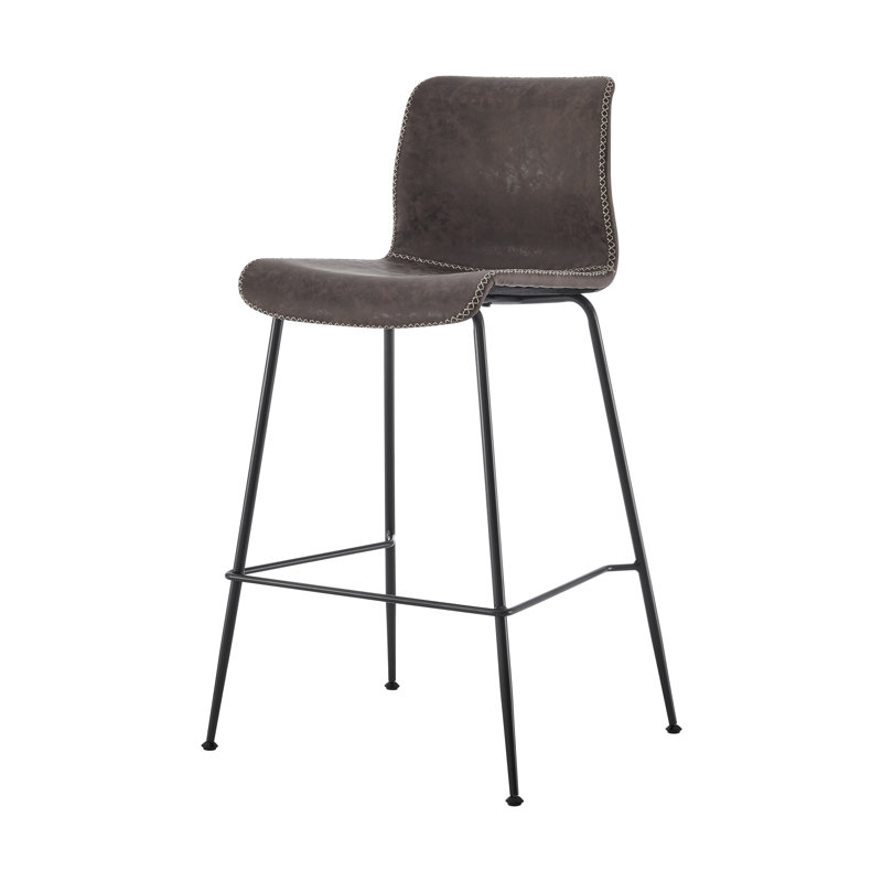 Upholstered Counter Stool with Metal Frame, Vintage Coffee Brown