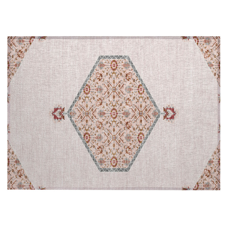 Chantille Pink Synthetic Flat Woven Washable Rug 1'8" x 2'6"