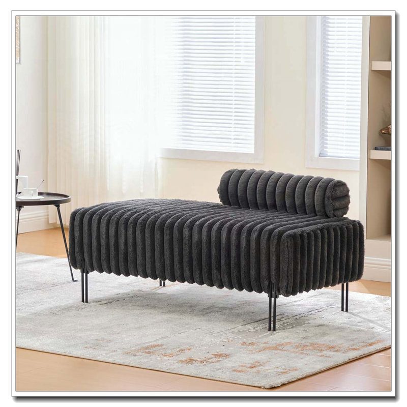 Banc rembourré de 49,6 po de largeur avec dossier réglable, Gris anthracite
