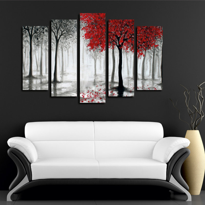 5 pièces, peinture sur toile tendue