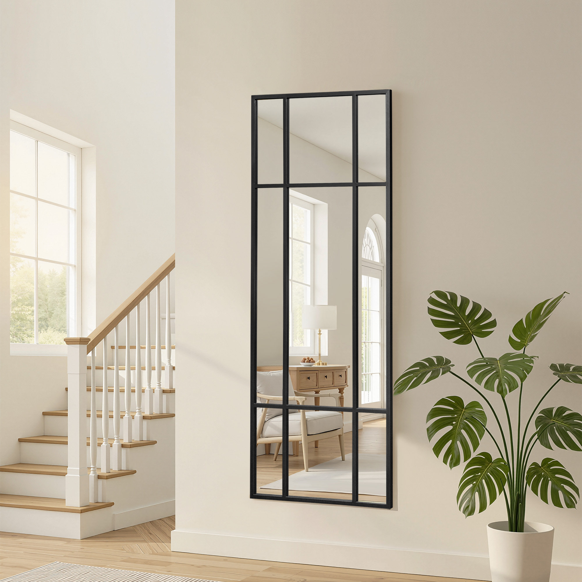 Latitude Run® Rectangular Metal Window Pane Decorative Mirror Vanity ...