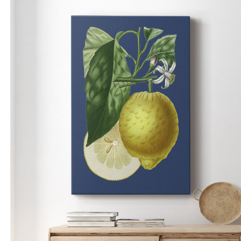 «French Lemon On Navy I», impression sur toile tendue, H 18 po x l 12 po x P 1,5 po