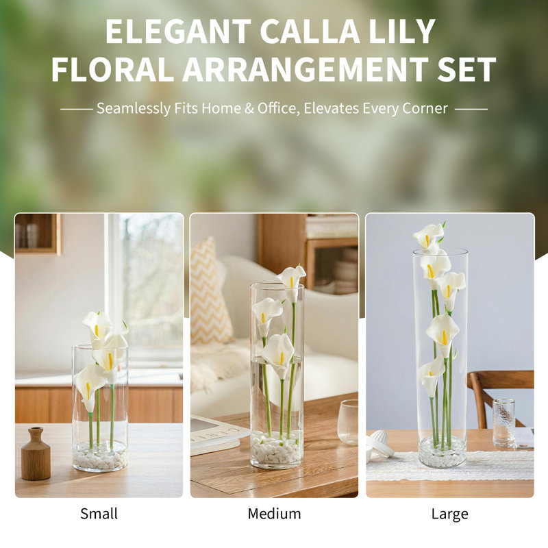 Ensemble de 3 fleurs artificielles élégantes Calla