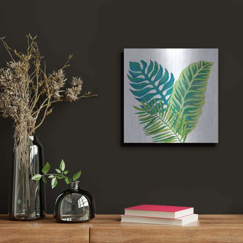 «Coconut Palm V1» par Mary Urban, art mural en métal, 12 po x 12 po