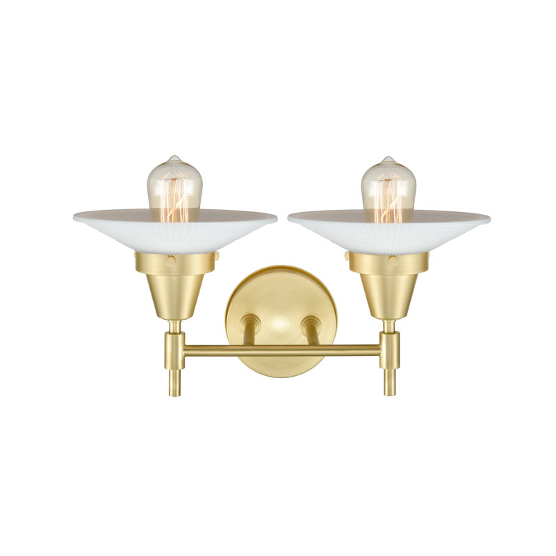 Gayle 2 - Light Dimmable Vanity Light, Matte White, Satin Brass, 60 Watt Vintage Incandescent Bulb