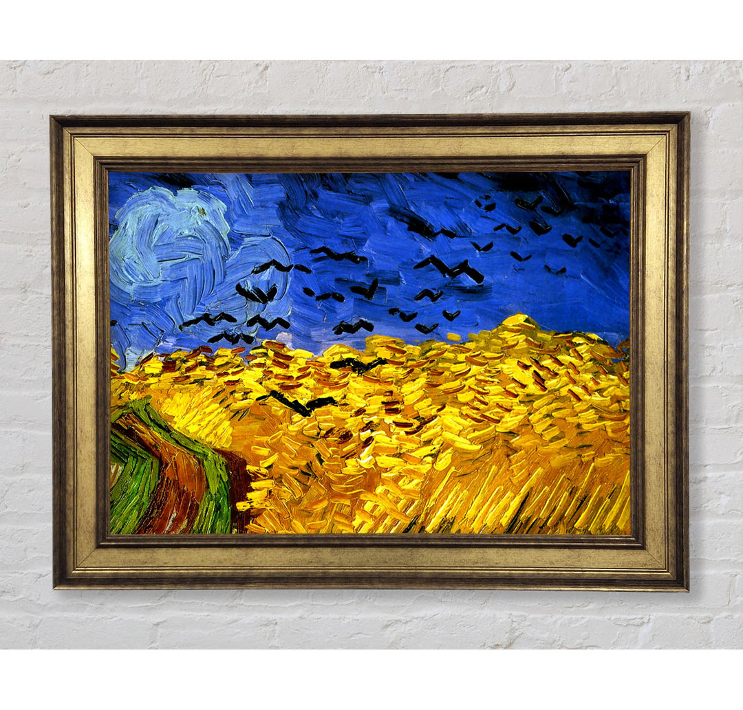 Gerahmtes Wandbild Van Gogh Weizenfeld mit Krähen 02