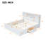Lit plateforme très grand avec plusieurs tiroirs et tiroirs - conception de rangement abondante et durable White Grace-222765236
