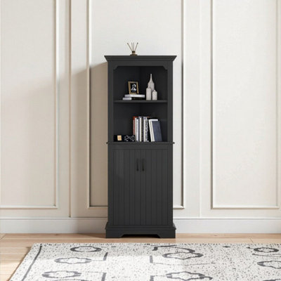 Armoire de coin de 70 po de hauteur avec portes et tablettes pour salle de bain 28,3 po x 15,4 po x 69,4 po