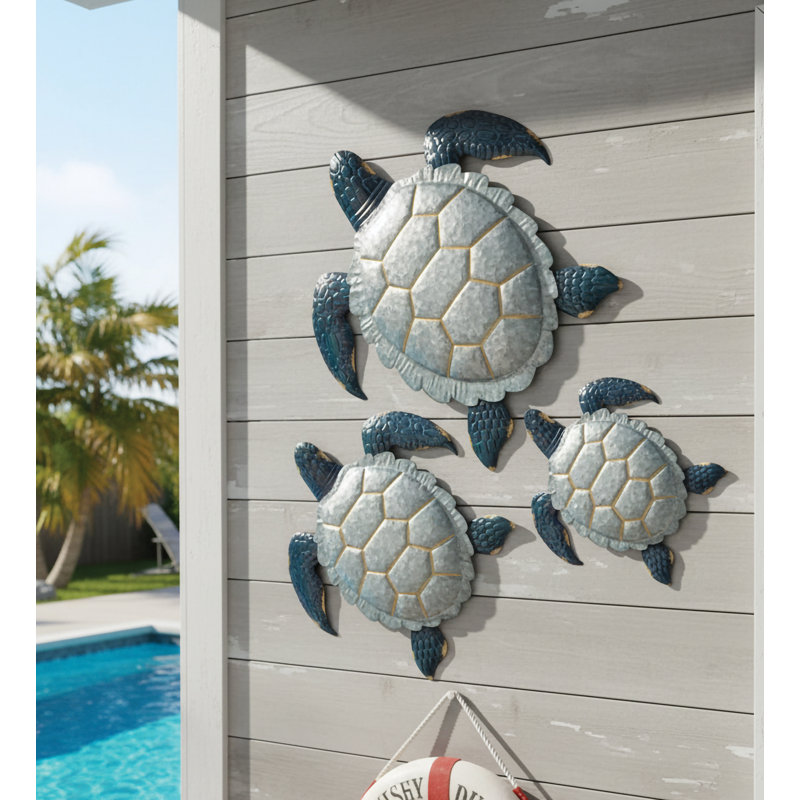 Décoration murale d'extérieur en métal 17,25 pouces de large avec une finition multicolore résistante aux intempéries pour l'intérieur et l'extérieur