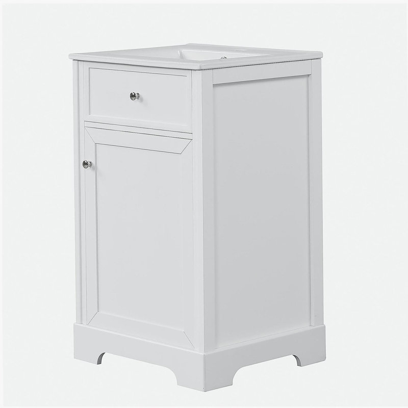 Lavabo de salle de bain de 20 pouces avec lavabo, armoire de salle de bain avec portes à fermeture douce, tablettes de rangement et tablettes réglables