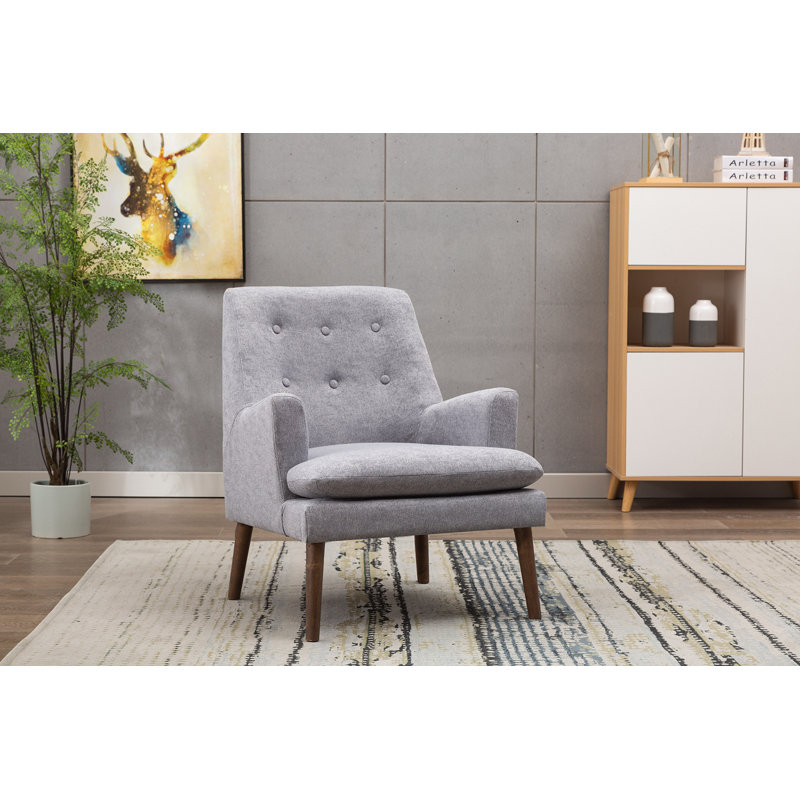 Fauteuil capitonné large de 28 po Cainaan, Gris