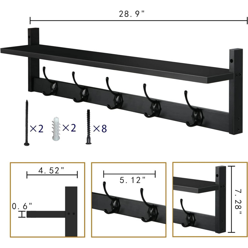 Quason Wood Bracket Shelf with Towel Bar
