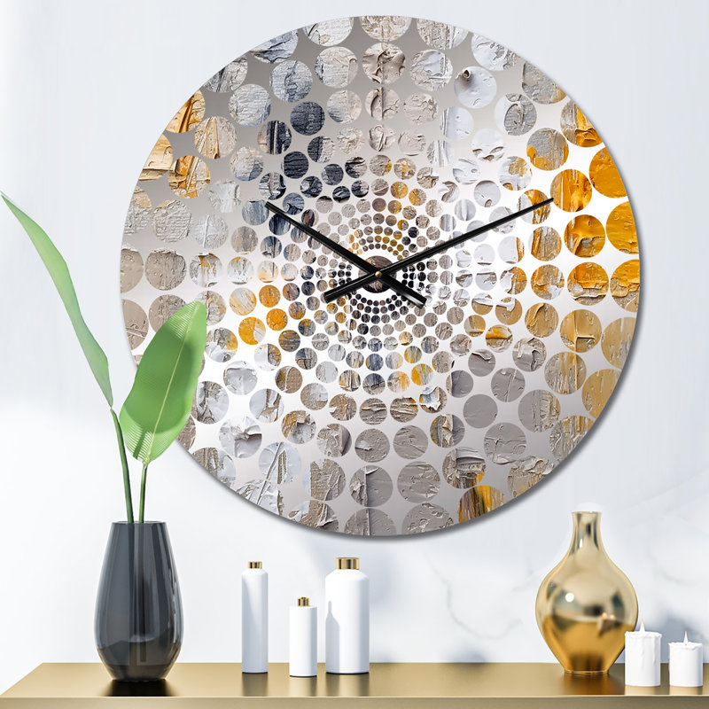 Horloge murale cubique beige et or kaléidoscope I, Petit
