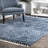 Esch Shag Tasseled Power Loom Performance Blue Rug-1301080870