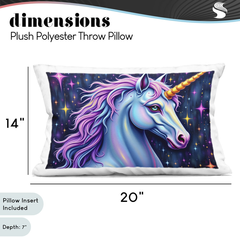 Coussin décoratif imprimé licorne Star Dancer, par Tabz Jones, 14 x 7 x 20