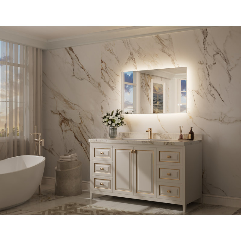 Miroir de salle de bain à DEL en verre trempé sans cadre, 24 po x 40 po
