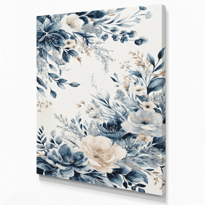 Aquarelle, art floral sur toile beige